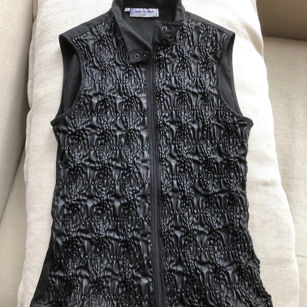 Anne Fontaine Vest. Vegan leather/ Cotton Small